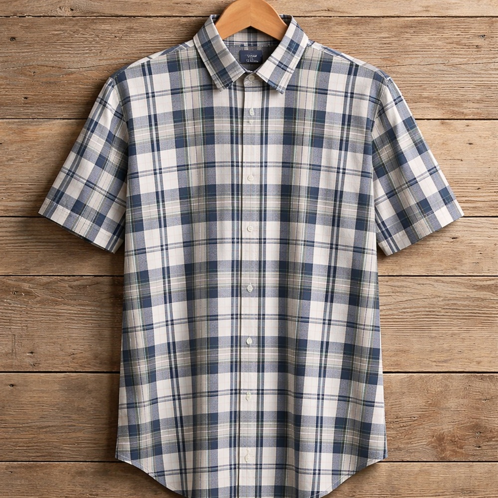 George 3XL Commuter SS Plaid Check Button Down Short Sleeve Shirt